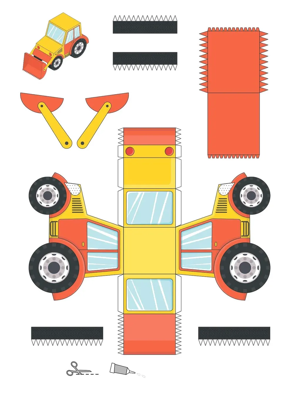 Digger paper model — printable template
