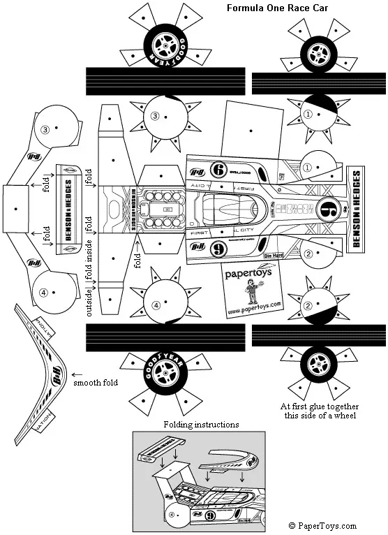 Formula One Race Car paper model template