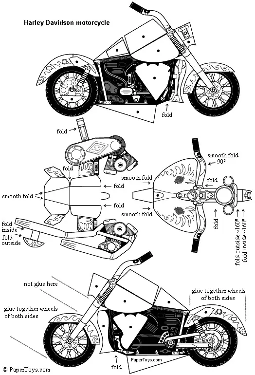 Harley Davidson paper model template