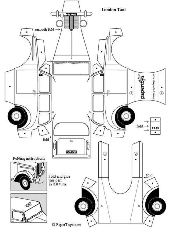 London Taxi paper model template