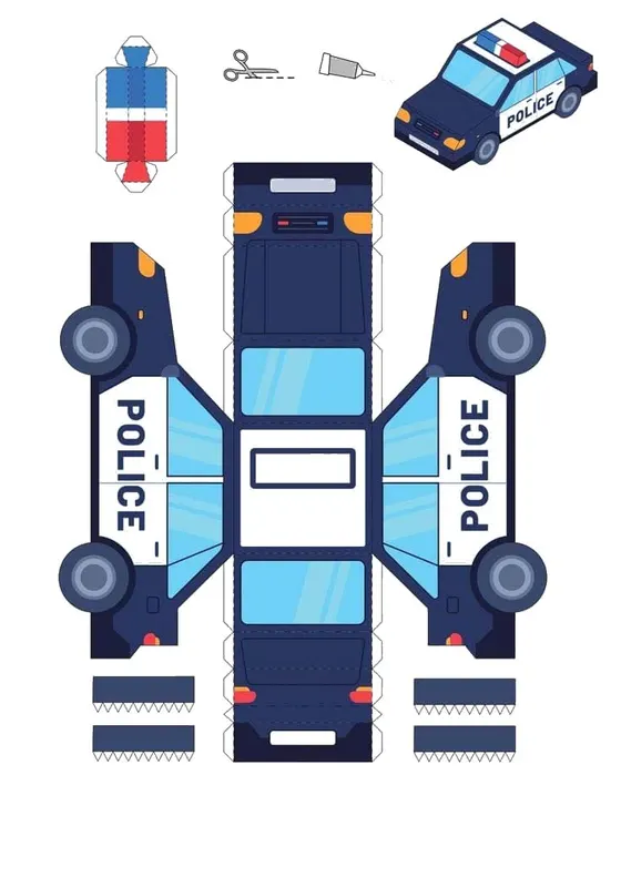 Police Car paper model template