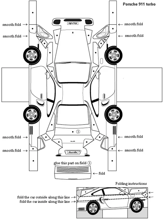 Porsche 911 paper model template