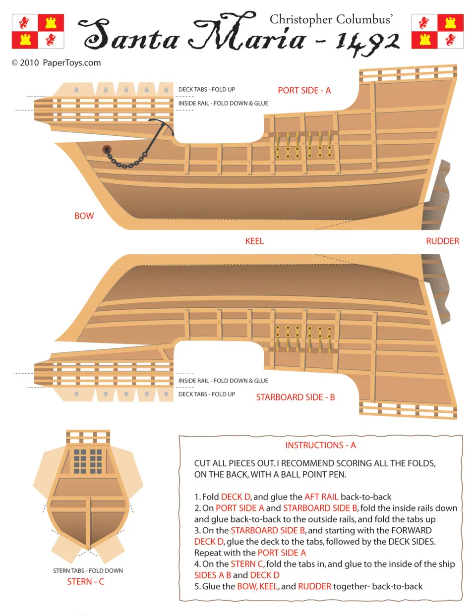Ship Santa Maria paper model — printable template