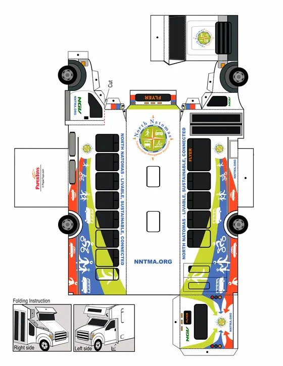 Shuttle Bus paper model template
