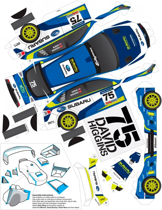 Subaru paper model template